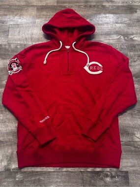 Mitchells & Ness Cincinnati Reds 1/2 Zip Hoodie Retro Logo Mens Sz. XL